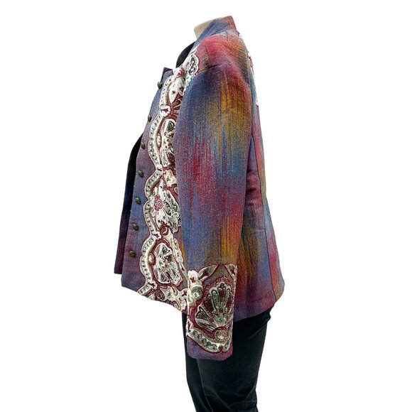 Soft Surroundings Vintage Maija Embroidered Jacket Velvet Bead Boho Maximalist M - Picture 7 of 11